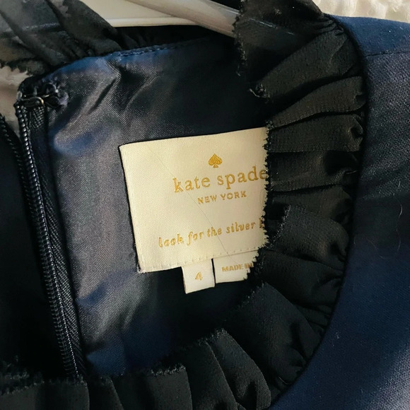 Kate spade velvet bow fit & flare navy dress - Picture 3 of 9